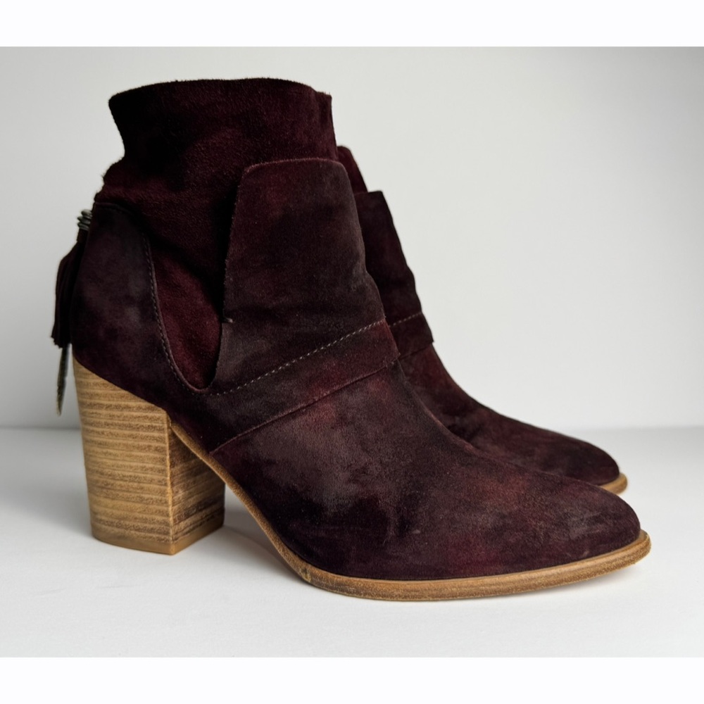 Sigerson Morrison Women’s Western Ankle Boot Burgundy Wine Block Heel Bootie 9.5
